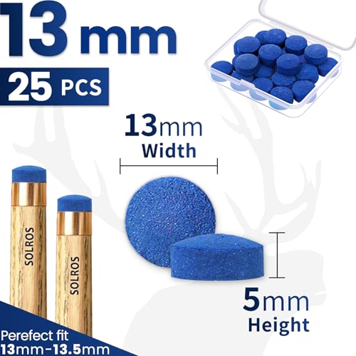 13MM Billiard Pool Cue Tips Replacement Kit with Glue - Blue