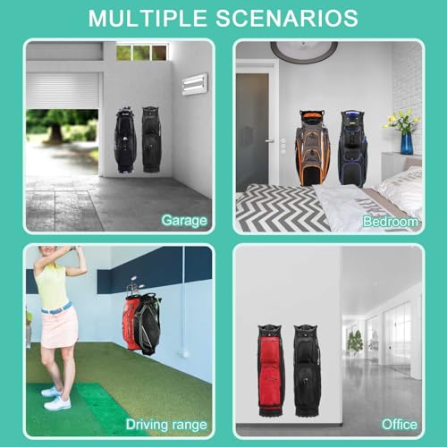FEYRUN Wall Mounted Golf Bag Hook Black – Dual Bag Holder