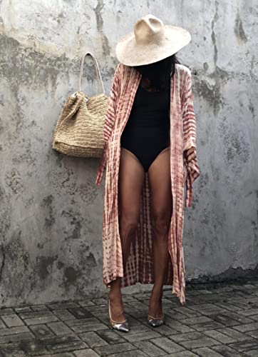 Women's One Size Rust Red Kimono Cover Up Long Beach Dress Swimsuit Coverups Lightweight Robe