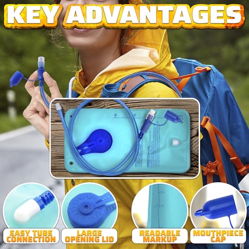 1L Blue Water Bladder for Hiking Backpack - Wide Mouth Design
