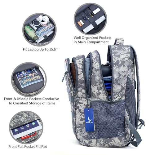 Tactical Camo Boys Backpack with USB Port - Waterproof School Bag
