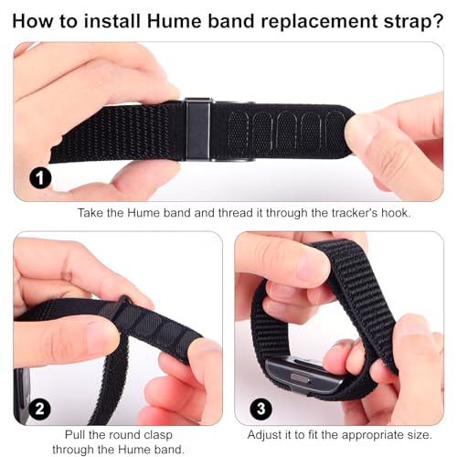 Hume Band Replacement Strap - Black Nylon Loop Sport Wristband