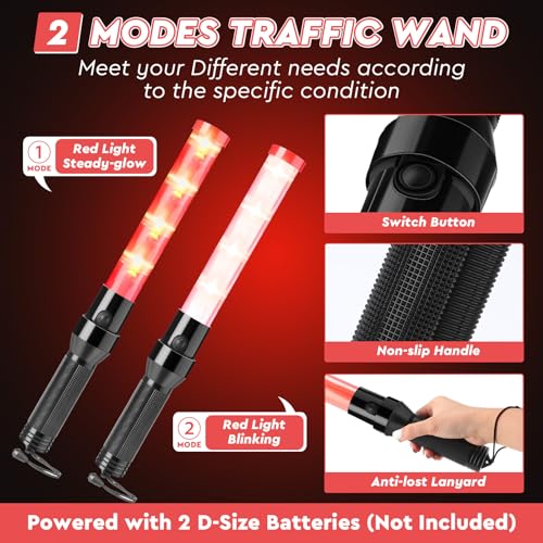 Kanayu 8 Pcs 16 Inch Signal Traffic Wand High Visibility Safety Vest Set Include 4 Reflective Safety Vest 4 Traffic Control Light Security Wands for Airport Parking(Neon Green)