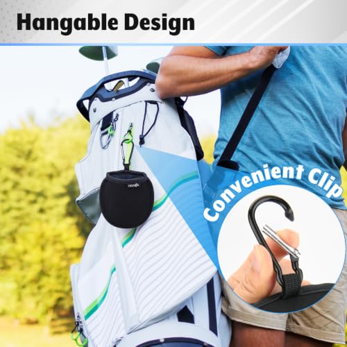 Portable Golf Ball Washer Pouch with Clip - Black