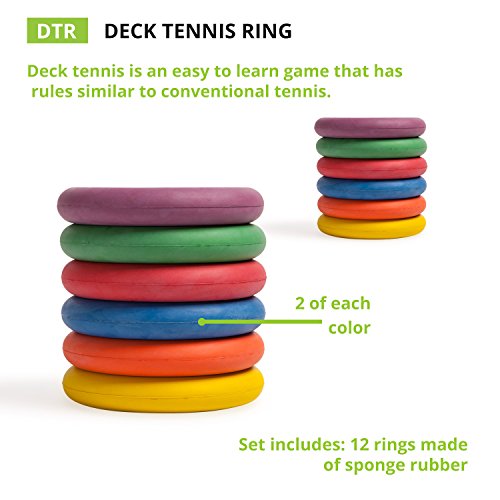 Champion Sports Deck Tennis Ring Set – 12 Soft Rubber Rings for Indoor/Outdoor Play