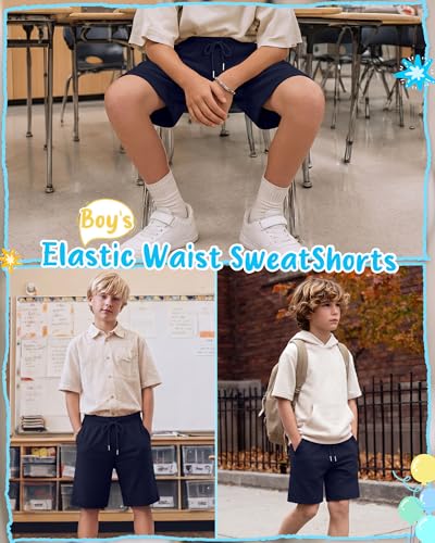 Boys Baggy Long Sports Shorts - Navy Blue, 12-13 Years