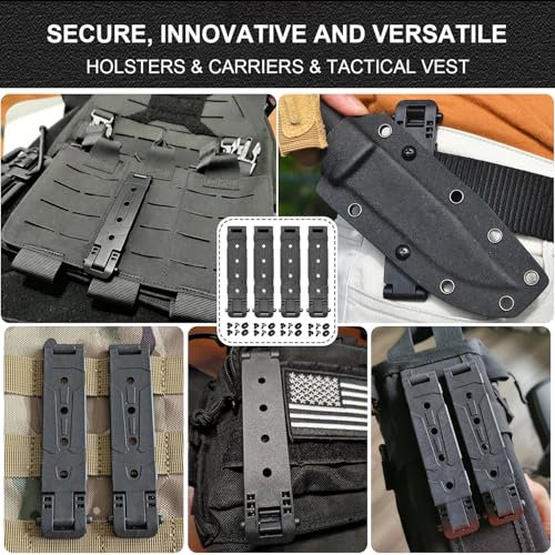 4 Pack Molle Attachment Clips with Mounting Hardware - Black