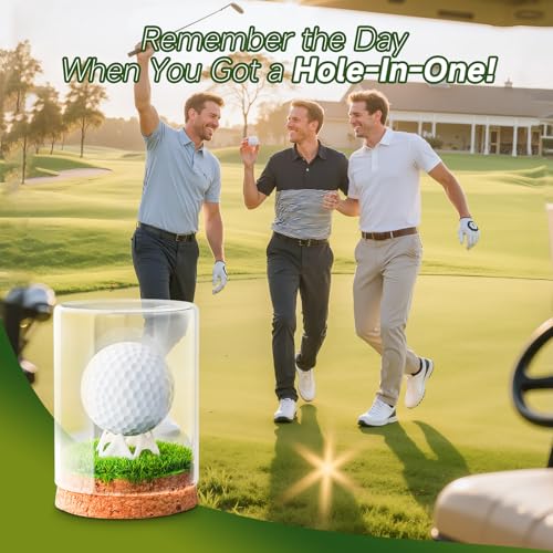 Rocalt Hole-In-One Golf Ball Display Case - Cork Base & Glass Cover (Golf Ball Display Case) brand