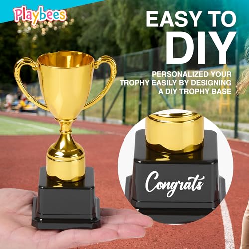 Gold Plastic Trophies Set - 7 Inch Award Cups for Kids