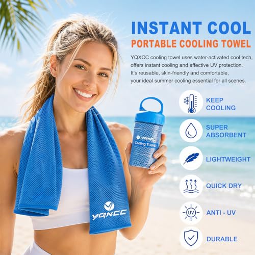 Cooling Towels 2 Pack - Light Blue Ice Cool Neck & Face Wraps
