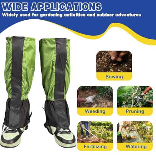 Waterproof Lawn Care Leg Gaiters - 17.7 Inch Adjustable Leg Guards - Green