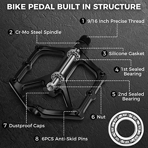 Premium 9/16 Inch Bike Pedals - Lightweight, Anti-Skid Design
