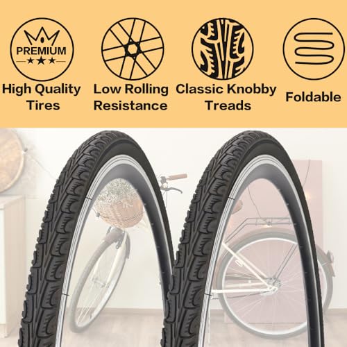 SIMEIQI 700x35C Foldable Bike Tires with 2 Tubes + Levers | Road Bicycle Replacement