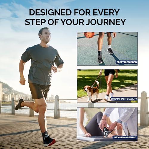 FEATOL Ankle Brace for Sprained Ankle, Adjustable & Comfortable Lace Up Support Stabilizer for Women Men with 2 Removable Side Splints, Protection for Sports, Running & Recovery X-Large(14.2''-15.5'')