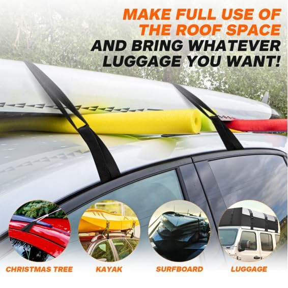 Rooftop Cargo Tie Down Hook Straps - Secure Roof Bags & Cargo