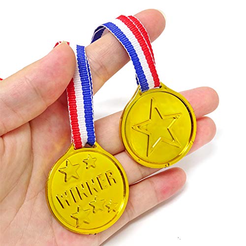 24PCS Gold Plastic Winner Award Medals for Parties & Sports