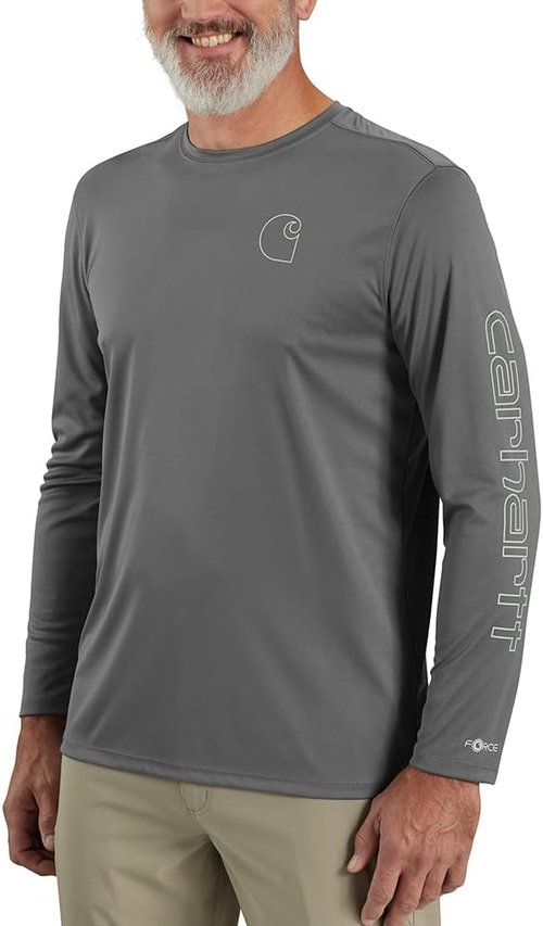 Carhartt Men's Force Sun Defender Lightweight Long-Sleeve T-Shirt - Graphic Logo Design