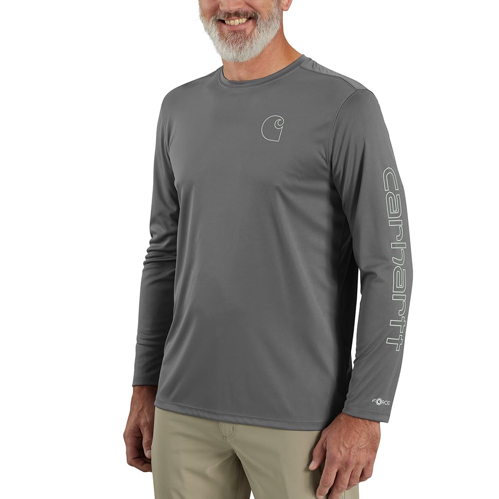 Carhartt Men's Force Sun Defender™ Lightweight Long-Sleeve Logo Graphic T-Shirt, Steel, Large