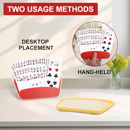 Card Holders for Playing Cards with Tabletop Stand - Red & Yellow