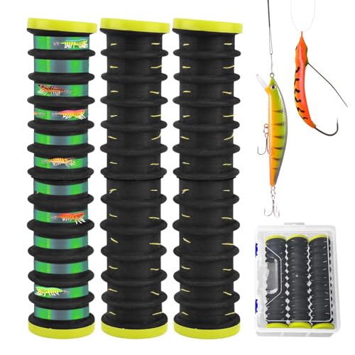 Loyanger Black 3-Piece Fishing Line Organizer Set with EVA Foam & Tackle Box