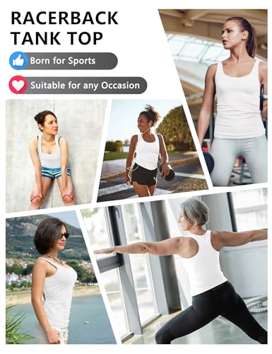 Women's Workout Racerback Tank Top - No Built-in Bra, White, Medium