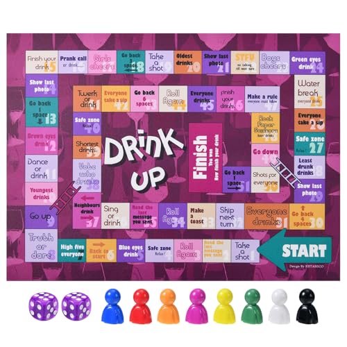 Leather Drinking Game Mat for Adults - Purple - 2-8 Players