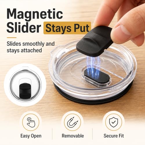 Yeti 30 oz Tumbler Replacement Lid with Magnetic Slider, Spill-Proof Cover