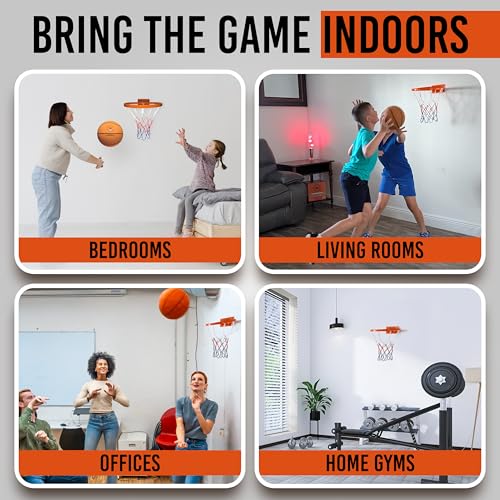 Wall-Mounted Silent Basketball Hoop - 12-Inch Rim for Indoor Use