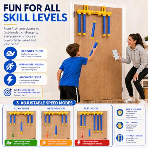 Reflex Drop Sticks Challenge Game with Remote Control - Blue