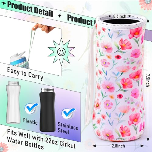 Flower Pattern Water Bottle Sleeve for Cirkul 22 oz - 3 Pack Insulated Cover by 2ooya