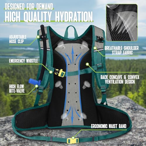 Hydration Backpack 18L with 3L Bladder - Insulated & Breathable - 04 Green