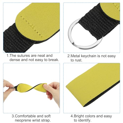 Floating Neoprene Keychain - Waterproof Buoyant Key Ring for Boating - Yellow
