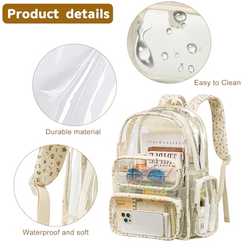 Clear Heavy Duty Backpack 17" Transparent Bookbag with Padded Straps