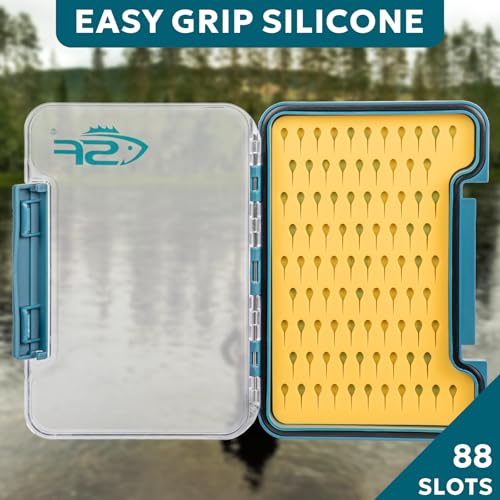 Slim Fly Fishing Box - Waterproof Plastic with Clear Lid, Small