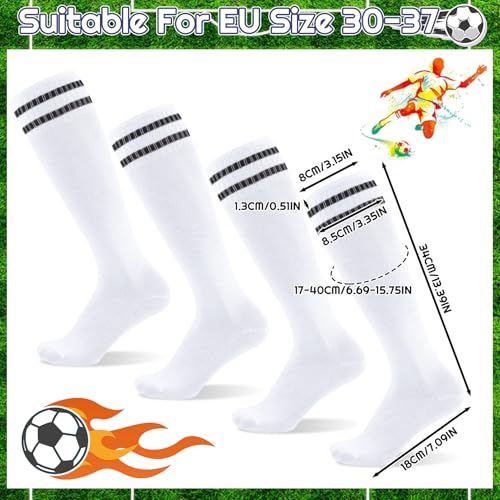 Kids Football Socks - 4 Pairs, Breathable Mesh, White