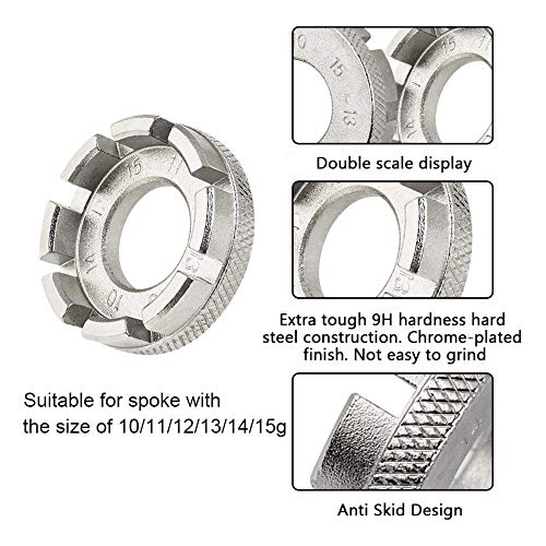 Durable Steel 8-in-1 Bicycle Spoke Wrench for Rim Truing