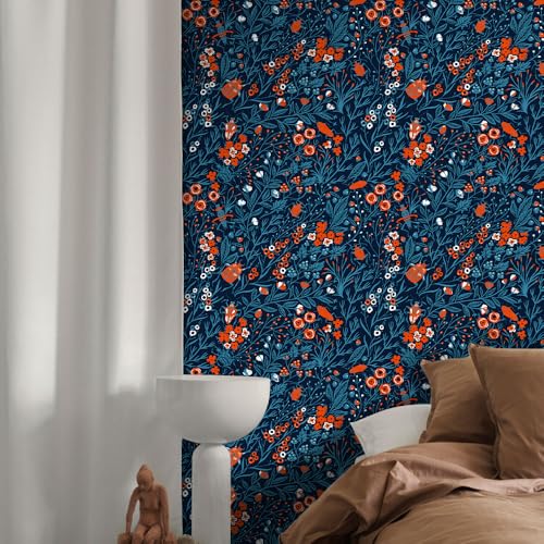 Peel and Stick Wallpaper,17.71"x118.1" Removable Waterproof Blue Tree Branch Wallpaper Decorative Vinyl Self-Adhesive Contact Paper for Living Room Bedroom Washroom Cabinet