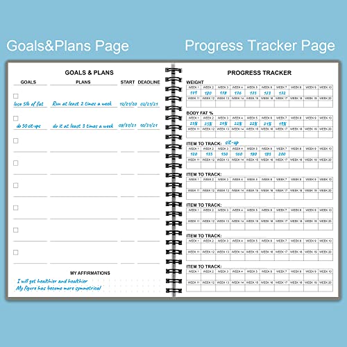 A5 Fitness Planner Journal for Weight Loss & Workouts - Grey
