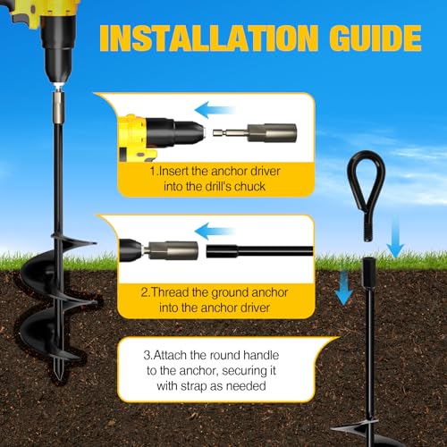 Heavy Duty Ground Anchors - 18 Inch, 4-Pack with Straps