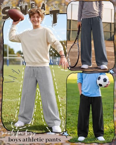 Joiceful Boys Baggy Sweatpants 7-16 Years Wide Leg Pants - White Heather / 13-14Y
