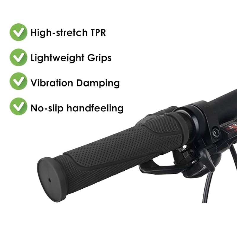 Bicycle Handle Grips - 132mm Soft No-Slip Grips - Black