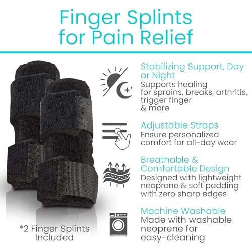 Universal Finger Splint 2 Pack - Support for Injuries & Arthritis
