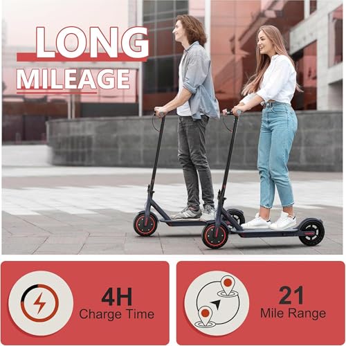 Electric Scooter for Adults, 350W Motor, 19mph Speed, 21 Miles Range, Folding E-Scooter with Dual Suspension