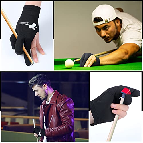 Giegxin Black 20 Pcs Billiard Pool Gloves Three Fingers for Men Women