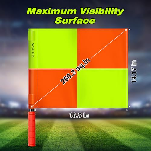 Soccer Referee Flags 2PCS Kit with Detachable Poles & Rubber Handles