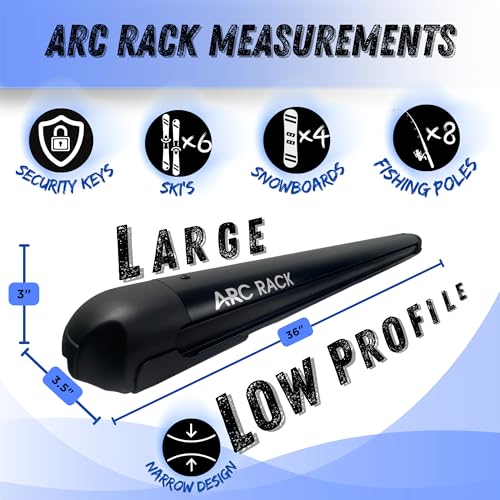 36" Low Profile Ski Rack - Black | Holds 6 Skis or 4 Snowboards