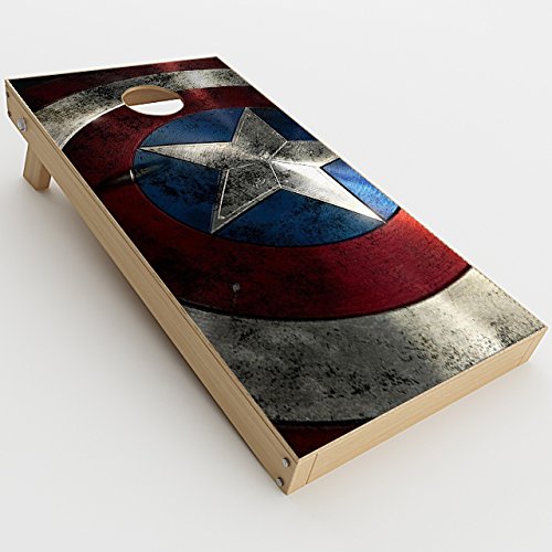 Cornhole Game Board Vinyl Wraps - 2 Pack America Shield Design