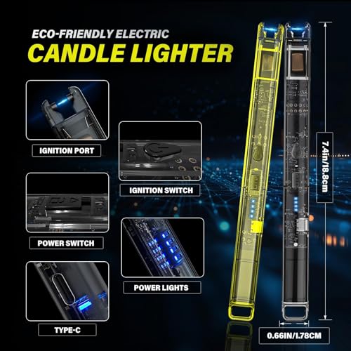 Electric Candle Lighters - 2 Pack Rechargeable USB-C Arc - Black+Yellow