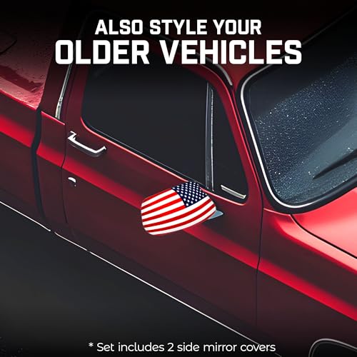 USA Car Side View Mirror Covers - Set of 2, Weatherproof Polyester