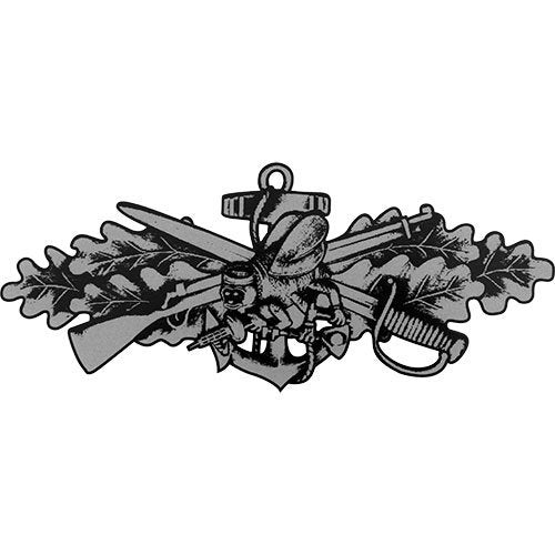 Seabee Combat Warfare Clear Decal - Silver